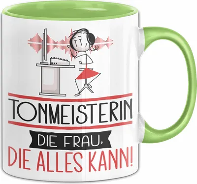 Produktbild von Tonmeisterin Geschenk Tasse Becher Die Frau Die Allen Kann Geschenkidee für eine Tonmeisterin Lustig (Grün)