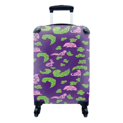 Produktbild von MuchoWow® Koffer Handgepäck Trolley Rollkoffer Kleine Reisekoffer mit 4 Rollen - Blätter - Tiere - Muster - Cabin Size < 55x40x23 cm & 55x40x20 cm - Fotokoffer - Kabinenkoffer - Boardgepäck - Reise-Box - Reisekoffer - Reisegepäck - Koffer mit Bild - Trolley für Kinder