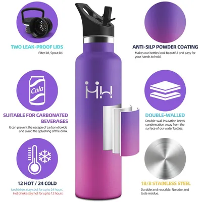 Produktbild von Trinkflasche Edelstahl 1000 ml, BPA-frei, doppelwandig, auslaufsicher