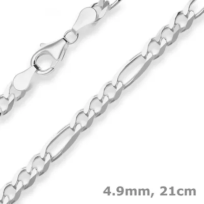 Produktbild von 4,9mm Armband Figarokette diamantiert Armschmuck aus 925 Silber 21cm
