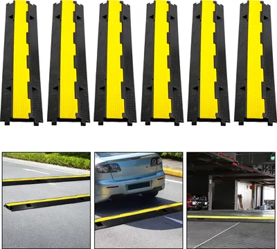 Produktbild von Clanmacy 6 Stück Kabelbrücke Rampe 100cm Überfahrbar Seilrampe Kabel LKW/PKW 2 Kanal