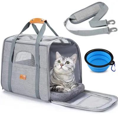 Image de Cage de transport Morpilot pour grands chats jusqu'à 7 kg, pliable, pour les visites chez le vétérinaire et les trajets en voiture