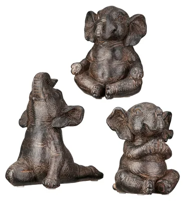 Image de Gilde Figur, Elefant, "Tarangire", Kunstharz, braun, VE 6, 3fach sortiert, L. 15 cm, B. 10 cm, H. 16 cm
