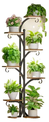 Image de Support pour plantes, 7 niveaux, lampes pour plantes, marron