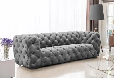 Productafbeelding van Bank Designersofa NATALIE, 3-zits, bekleed met stof Riviera, kleur: staal