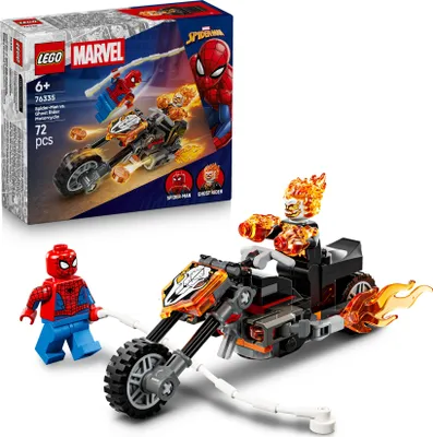 Produktbild von LEGO | Marvel Spider-Man vs. Ghost Rider auf seinem Motorrad - Superhelden Spielzeug - Motorrad, 2 Minifiguren - Spider Man & Ghost Rider - Kinder Geschenk für Jungen ab 6 Jahren & Fans  - 76335