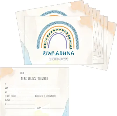 Produktbild von PRICARO Einladungskarten Kindergeburtstag, A6 "Regenbogen 2", 10 Stück