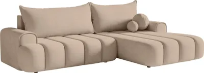 Produktbild von Selsey DANDELINO - Ecksofa mit Schlaffunktion, Stauraum und Samtbezug, beige, rechts