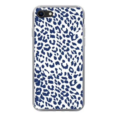 Produktbild von MuchoWow® Handyhülle Schutzhülle Hülle für iPhone SE 2020 Panther Druck - Blau - Abstrakt Silikon Softcase Handy Hülle - Kartenbesitzer