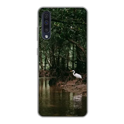 Produktbild von MuchoWow® Handyhülle Schutzhülle Hülle für Samsung Galaxy A30s Reiher - Wald - See Silikon Softcase Handy Hülle - Karteninhaber