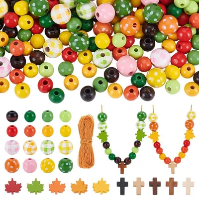 Holzperlen-Set Herbst 462-tlg. mit elastischem Band