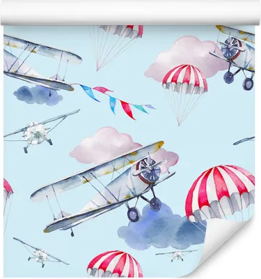 Produktbild von 10m VLIES TAPETE Rolle Kinderzimmer Himmel Flugzeuge Luftballons Bunt XXL