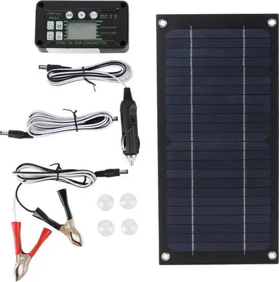 Produktbild von 600-W-Solarpanel-Ladegerät-Kit mit 100-A-Laderegler-Anschlusskabel, 4 Saugnäpfen, Autoladekabel und Ausgangsclip für Camper im Freien