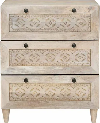 Zdjęcie produktu dla Komoda vidaXL, biała, 60 x 33 x 75 cm, z litego drewna mango