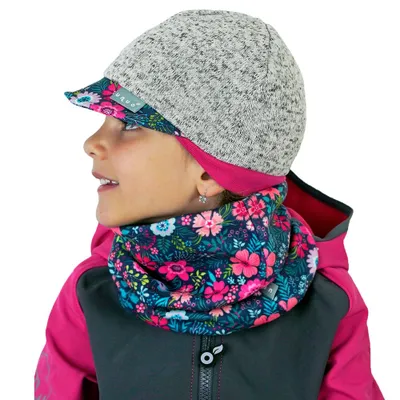 Obrázek produktu pro Unuo, Pletená čepice, světle šedý melír, květiny - XS (42 - 44 cm)
