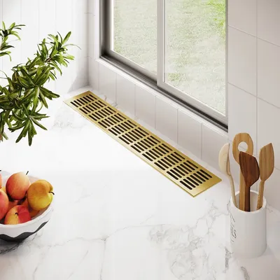 Produktbild von Aluminium Lüftungsgitter 100mm x 1200mm Gold F3 Lüftung Heizungsdeckel Stegblech