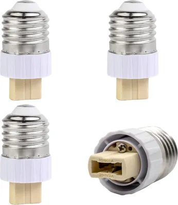 Produktbild von Intirilife E14 auf GU10 Lampensockel Adapter in WEISS – 4x Lampenadapter zum Umformatieren von E14 auf GU10 – 4er Set Konverter für Lampenfassung für LED Glühbirnen