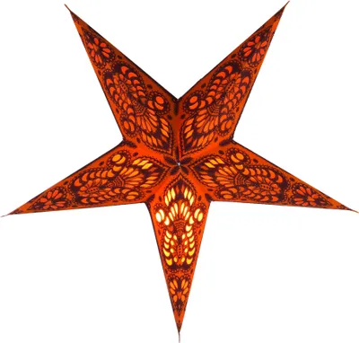 Produktbild von Faltbarer Advents Leucht Papierstern, Weihnachtsstern 40 cm - Menor Small Orange, Star Fensterdeko, 7 Spitzen