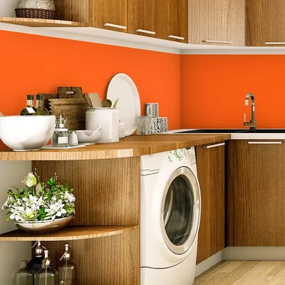 Produktbild von Dekorative Vinyl-Klebefolie auf Meterware – Waschbarer, wasserfester Aufkleber für Wände, Küchen und Möbel – 60 cm x 50 m – Orange