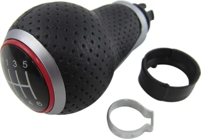 Image de PREMIUM Pommeau de levier de vitesse Rouge Noir Trou Cuir 6 vitesses pour VW Audi Seat Skoda