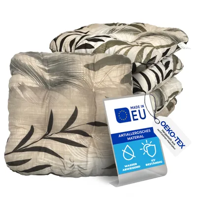 Produktbild von Pillows24 Stuhlkissen 4er Set, Sitzkissen mit Steppung 40x40 cm, Sitzpolster für Gartenmöbel oder Stuhl (Hellbeige)