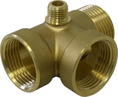 Produktbild von Wiltec 4-Wege Verteiler Messing 2x IG DN25 1" 1x AG DN25 1" 1x AG 1/4" Anschluss für Hauswasserwerk, Pumpe und Membrankessel