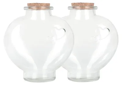 Herzförmige Glasflaschen mit Korken, 355 ml, 2 Stück