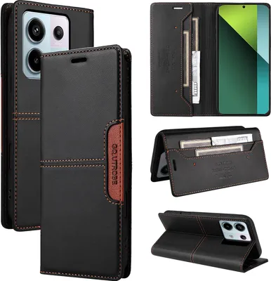 Produktbild von Handyhülle für Xiaomi Redmi Note 13 Pro 5G/Poco X6 Hülle, Leder Flip Wallet Kartenfach Stand Schutzhülle Schwarz