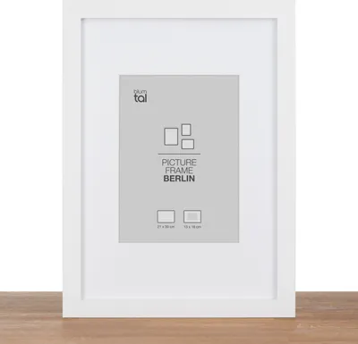 Produktbild von Blumtal - Bilderrahmen 21x30 cm (Bilderrahmen 13x18 cm mit Passepartout) - 1er Set - Bilderrahmen aus MDF-Holz - Bilderrahmen für Wand und Tisch Weiß