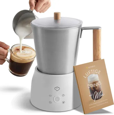 Melkopschuimer 600 W, 250 ml, 2 Einsätze, 4 Programme, weiß
