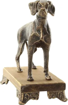 Produktbild von Figur Gusseisen Hund auf Holzsockel