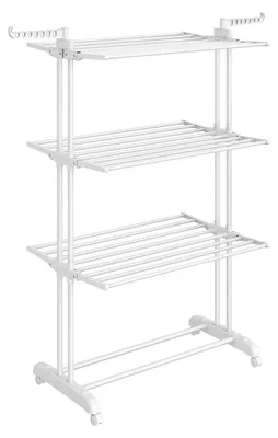 Image de Étagère à linge à 4 niveaux avec roulettes – 63,5 x 128 x 173 cm