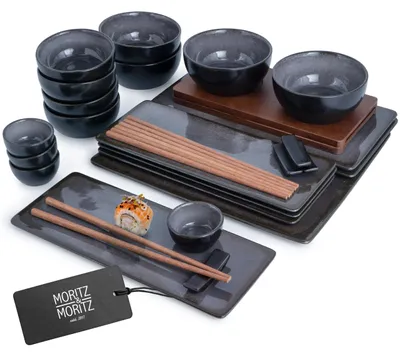 Image de Service de sushis pour 4 personnes, comprenant 29 pièces avec assiettes et bols