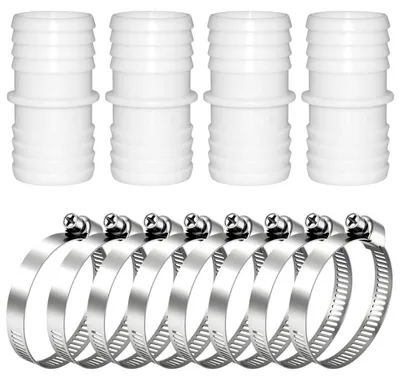 Obrázek produktu pro Spojka pro bazénové hadice, 38 mm na 38 mm, 4 kusy s 8 svorkami, bílá barva