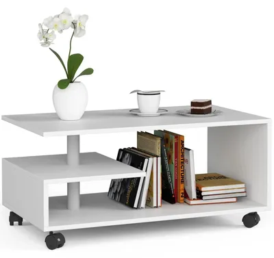Produktbild von Couchtisch mit Rollen - Moderner Holztisch - 90 x 51 x 40 cm - Braun