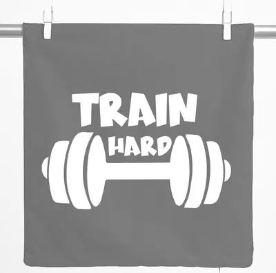 Produktbild von Huuraa Kissenbezug Train hard Hantel 40x40cm Steel Grey Baumwolle Dekokissenbezug Geschenkidee