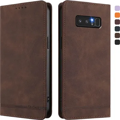 Obrázek produktu pro Pouzdro pro Samsung Galaxy Note 8, retroPolyuretankožené flip pouzdro s stojánkem a přihrádkami na karty Hnědý