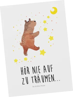 Produktbild von Mr. & Mrs. Panda Postkarte Bär Träume - Weiß - Geschenk, Träumen, Traum, Teddy, Ansichtskarte, Traumdeutung, Grußkarte, Postkarten, Ansichtskarten, Fotokarte