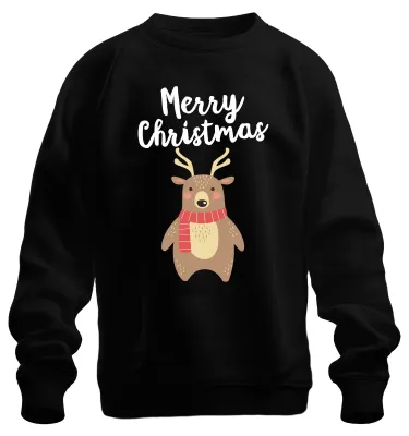 Zdjęcie produktu dla Wesołych Świąt z fajnym reniferem - prezent świąteczny Świąteczny sweter uni , czarny, 3XL