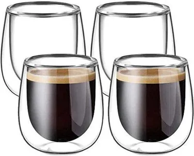 Image de Tasses à café à double paroi, 4 x 100 ml, en porcelaine