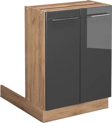 Produktbild von Kuchynský ostrov Vicco Fame-Line, 60 cm bez pracovnej dosky, vysoký lesk antracit/dub Goldkraft