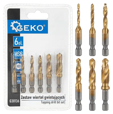 Immagine prodotto di Set di punte trapano maschi HSSG-HEX 6 pezzi Geko