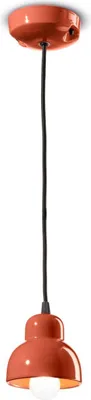 Produktbild von Hängeleuchte Keramik E14 D: 11 cm H: max. 132 cm Orange rund Retro Design Keramiklampe