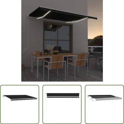 Zdjęcie produktu dla The Living Store Automatyczna markiza z czujnikiem wiatru LED 400x300 cm antracytowa