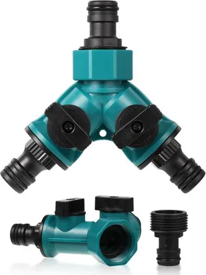Image de Raccord en Y pour tuyau d'arrosage - Distributeur d'eau à 2 voies pour tuyaux d'arrosage et raccords