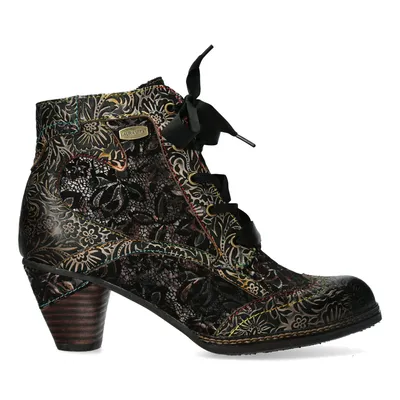 Produktbild von LAURA VITA Schnürstiefelette Alcizeeo 01 charbon schwarz noir grau Ledermix mit kleinem Trichterabsatz bequeme Weite G Grösse 37 EU