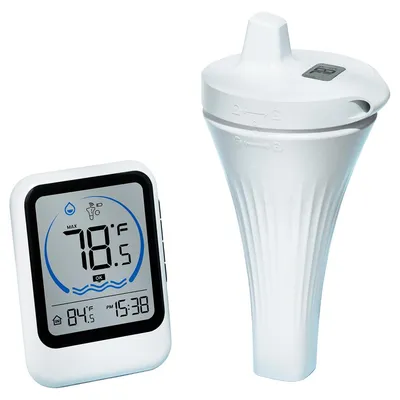 Produktbild von Funk Poolthermometer digital mit LCD-Display, schwimmendes Wasserthermometer für Pool, Aquarium & Whirlpool