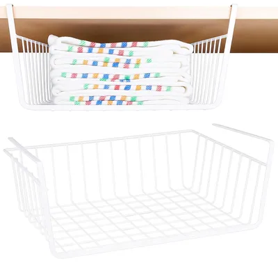 Produktbild von Hängekorb Unterregalkorb Schrankkorb Küchenregal Organizer Weiß Metall 32x23x8,5 cm