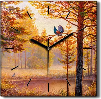 Produktbild von Coloray Hodiny Unikátní 30x30 cm  Tiché hodiny Pro obývací pokoj a kuchyň Nástěnné hodiny Plátno Černé ručičky hodin - Příroda lesní vody