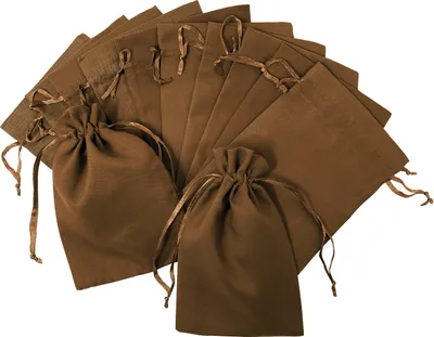 Produktbild von Oblique Unique 12 Baumwollsäckchen Baumwollbeutel mit Zugband Stoffsäckchen für Geschenke als Deko Weihnachten braun